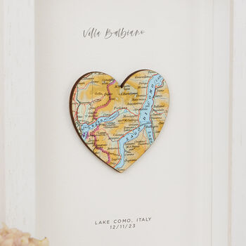Custom Map 3D Heart Engagement Gift Wall Art, 5 of 10