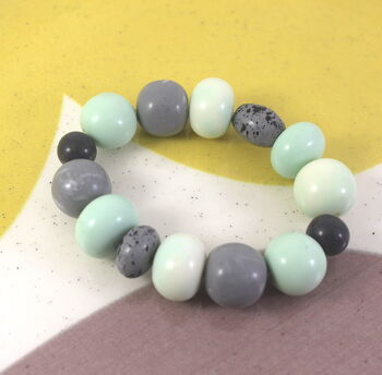 Mint And Grey Chunky Bead Bracelet, 2 of 2