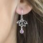 Delicate Lotus Birthstone Earrings, thumbnail 4 of 8