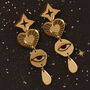 Asteria Heart And Eye Earrings Gold, thumbnail 1 of 3