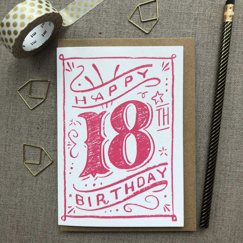 18th Birthday 18th Card Pink Chalk By Have a Gander