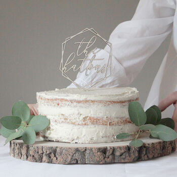 Personalised Geometric Wood Wedding Cake Topper, 2 of 5