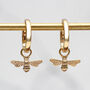 18ct Gold Plated Or Silver Bee Mini Hoop Earrings, thumbnail 6 of 10