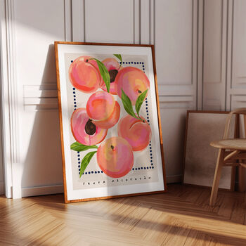 Peach Art Print Fruit Illustration, 3 of 7