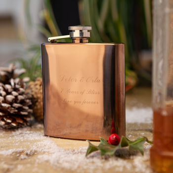 Personalised Natural Copper Hip Flask, 2 of 8