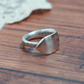 Floral Engraved Vintage Spoon Ring, 3 of 5