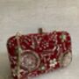 Red Handcrafted Velvet Clutch Bag, thumbnail 6 of 8