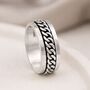 Men’s Personalised Oxidised Sterling Silver Chain Spinner Ring – 8mm, thumbnail 3 of 8
