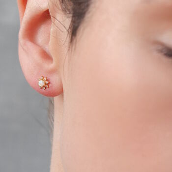 Opal Flower Stud Earrings, 3 of 7