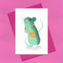 Teal Field Mouse Illustrated Blank Greeting Card, thumbnail 5 of 12