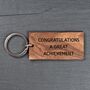 Personalised Rectangle Walnut Congratulations Keyring, thumbnail 2 of 5
