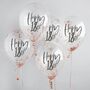 Five Rose Gold 'Happy 18th' Birthday Confetti Balloons, thumbnail 1 of 2