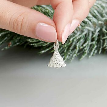 Personalised Christmas Tree Solid Silver Charm, 3 of 8