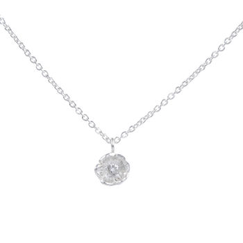Diamond Forget Me Not Necklace In Silver, 2 of 3