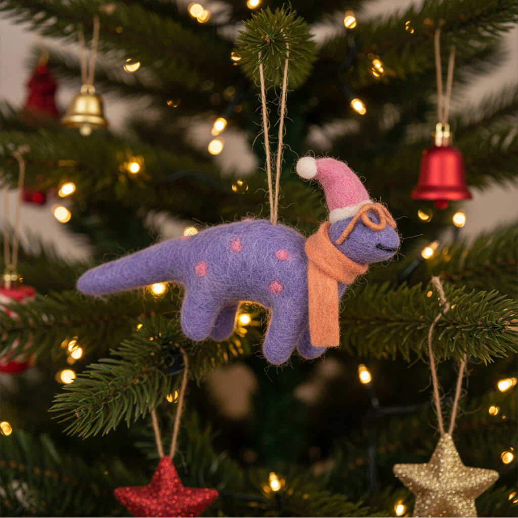 Handmade Felt Demi The Dinosaur Decoration, 1 of 4