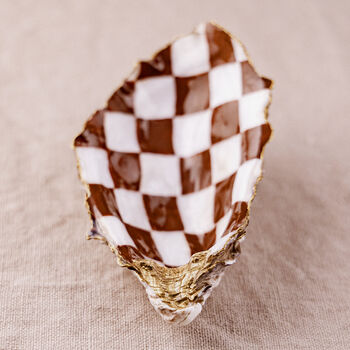 Hand Painted Brown Oyster Shell Trinket Dish, 4 of 5