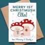 Baby's First Christmas Card With Cute Toadstools, thumbnail 3 of 3