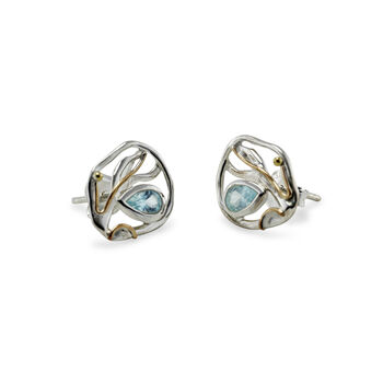 Handmade Blue Topaz Flow Stud Earrings, 6 of 9