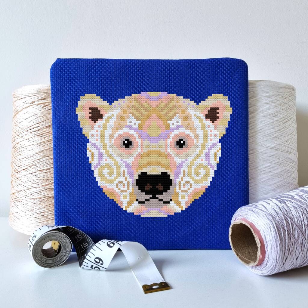 Mandala Polar Bear Cross Stitch Kit, 1 of 6