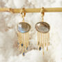 Amethyst Topaz Gold Plated Silver Chain Dangly Earrings, thumbnail 5 of 9