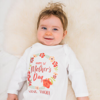 Personalised First Mother's Day Floral Babygrow, 6 of 12