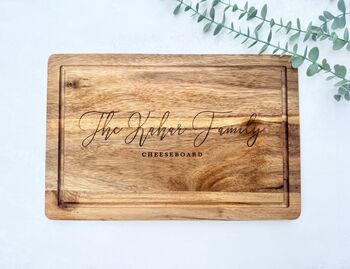 Personalised Engraved Acacia Wood Cheese Board, 8 of 9