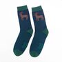 Men's Bamboo Socks Navy Green Stag Stripe, thumbnail 1 of 5