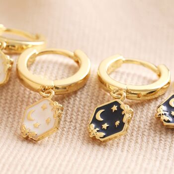 Celestial Bee Charm Huggie Earrings In Gold Plating, 2 of 11