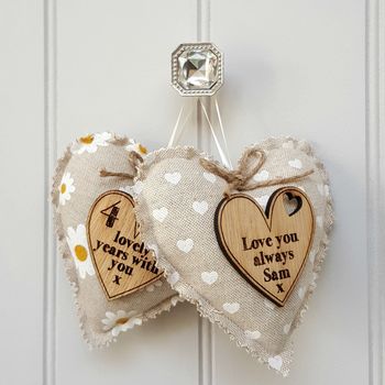 Cotton Anniversary Heart With Oak Wood Heart Message, 5 of 10