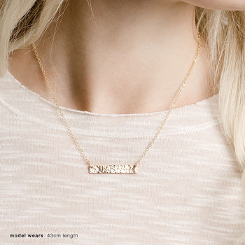 Personalised 14k Gold Fill Hammered Bar Necklace, 2 of 6