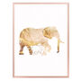 Gold White Elephant No Two Silhouettes Wall Art Print, thumbnail 4 of 5