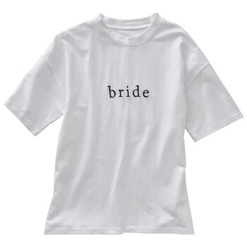 White Embroidered Bride Tshirt Large, 2 of 3