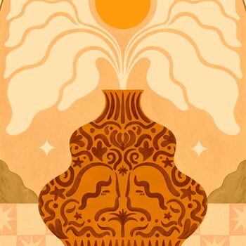 Floral Sunrise, Floral Vase Bohemian Botanical Art Print, Flower Poster, 2 of 3