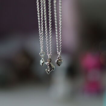 Girls Mini Charm Necklace Silver Dolphin, Heart Or Star, 2 of 5