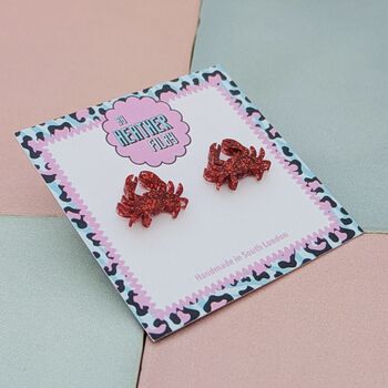 Red Crab Glitter Resin Studs, 2 of 4