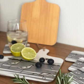 Avocet Mini Chopping Board With Coaster Set And Card, 4 of 7