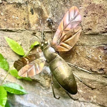 Copper Bumblebee Wall Hanging – Garden Fence Decor – Handmade Metal Bee Art, 3 of 8