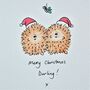 Personalised Christmas Hedgehogs Handmade Card, thumbnail 3 of 4