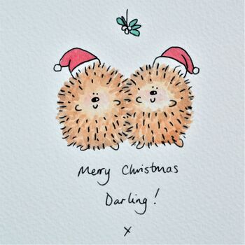 Personalised Christmas Hedgehogs Handmade Card, 3 of 4