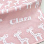 Personalised Knitted Giraffe Baby Blanket, thumbnail 7 of 12