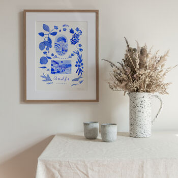 Scenes Of Amalfi Coast, Italy Blue Tile Inspired Travel Print, 10 of 11