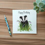 Illustrated Badger Birthday Card, thumbnail 2 of 4