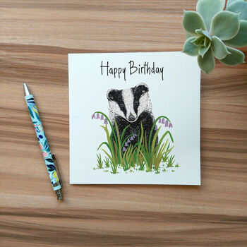 Illustrated Badger Birthday Card, 2 of 4