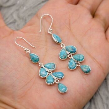 Turquoise Dangle Silver Earrings, 8 of 8