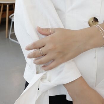 Sterling Silver Minimalist Double Band Ring, 2 of 6