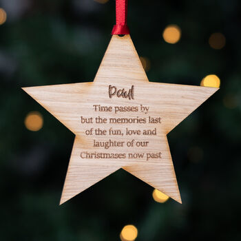 Personalised Wooden Christmas Star Memorial Bauble, 7 of 7