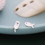 Sterling Silver Mismatched Otter And Fish Stud Earrings, thumbnail 1 of 12