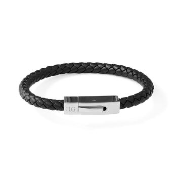 Personalised Men’s Contemporary Clasp Leather Bracelet, 7 of 8