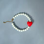 Powder Blue Bead Bracelet With Red Heart, thumbnail 4 of 7