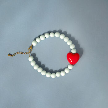 Powder Blue Bead Bracelet With Red Heart, 4 of 7